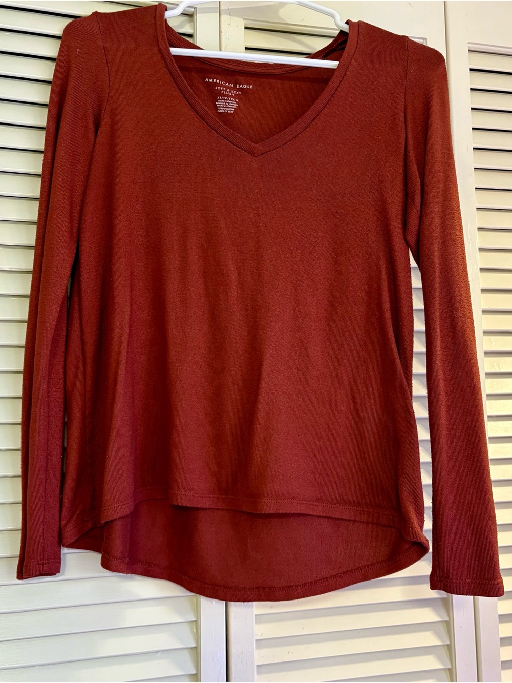 American Eagle Soft & Sexy Plush Long Sleeve Top | Burnt Orange
